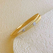 Natural White Diamond 2 Layers Bangle D0.10ct, 18K